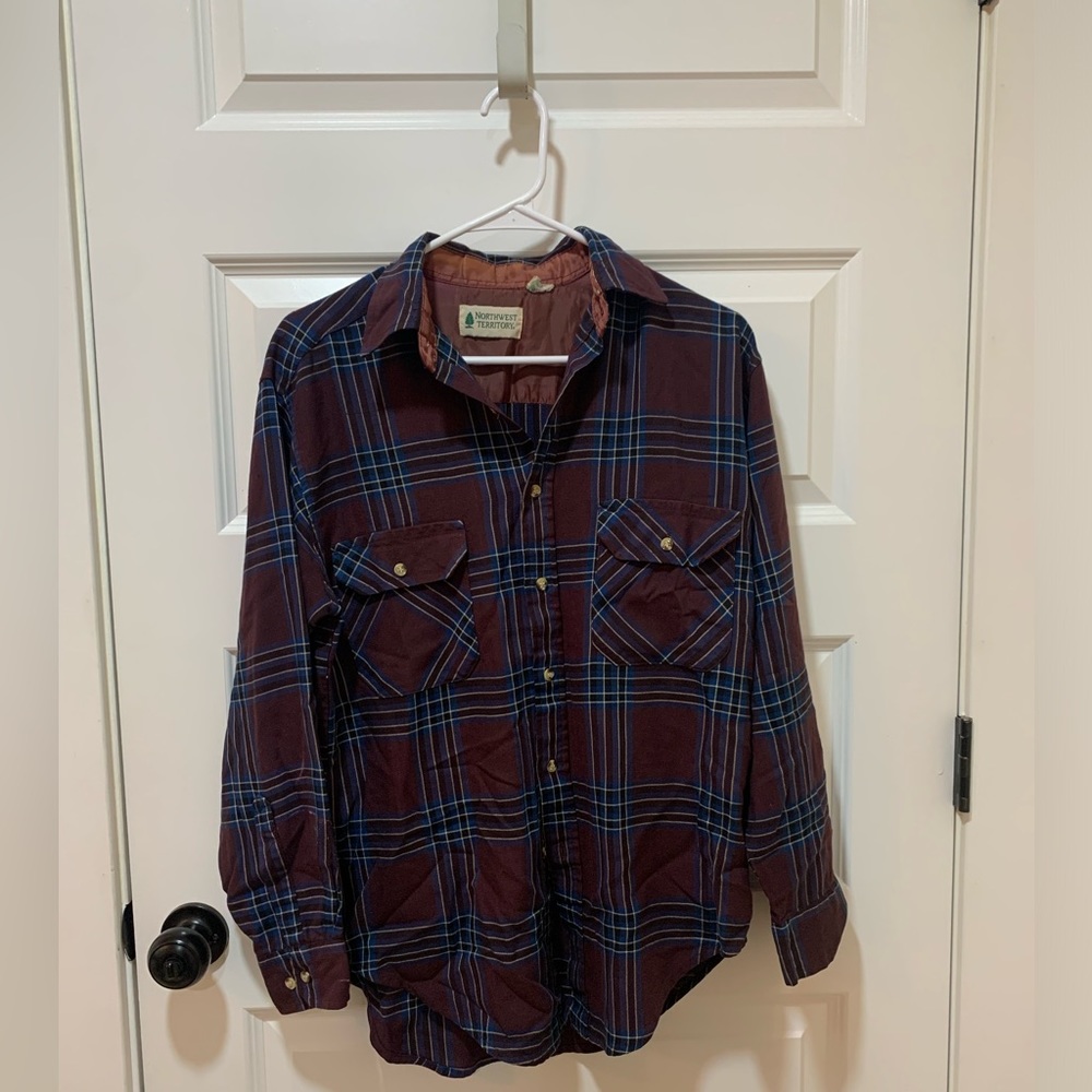 Thrifted Find/ C: Dark Red/ Navy Blue Plaid/ S: Medium